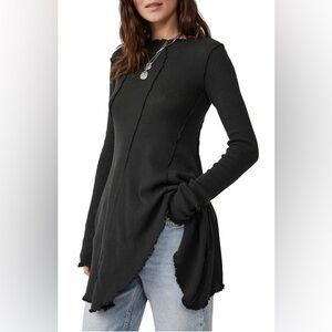 We the FreeFull Swing Tunic Top - XS Boho lettuce edge, exposed seams